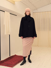 将图片加载到图库查看器,Black Wool Knot Collar Coat