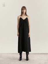 Load image into Gallery viewer, Charcoal Wool Geometry Slip Dress