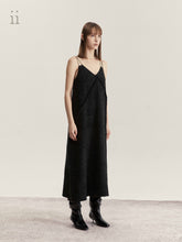 Load image into Gallery viewer, Charcoal Wool Geometry Slip Dress
