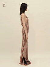 Load image into Gallery viewer, Almond / Black Tea Wool Fringed Dress