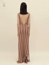 Load image into Gallery viewer, Almond / Black Tea Wool Fringed Dress