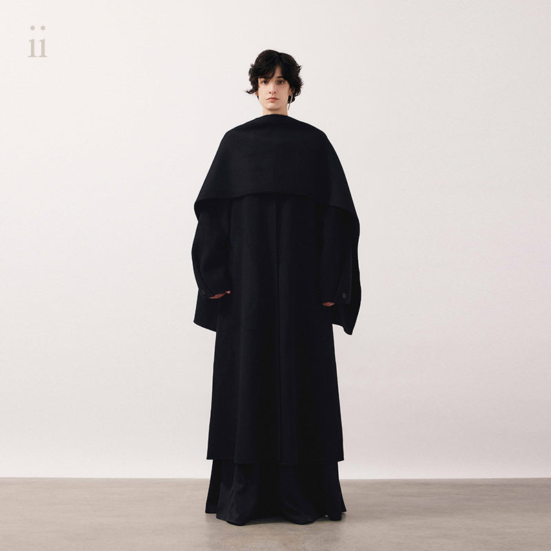 Black Cashmere Cape Coat