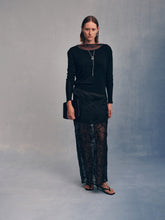 画像をギャラリービューアに読み込む, Black Wool Silk Longsleeve Top

