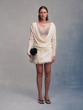 画像をギャラリービューアに読み込む, Ivory Wool Silk Longsleeve Top
