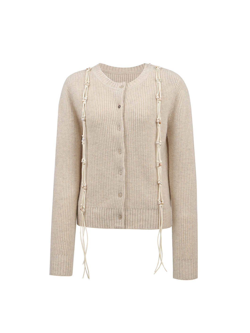 Oat Cashmere Beading Cardigan