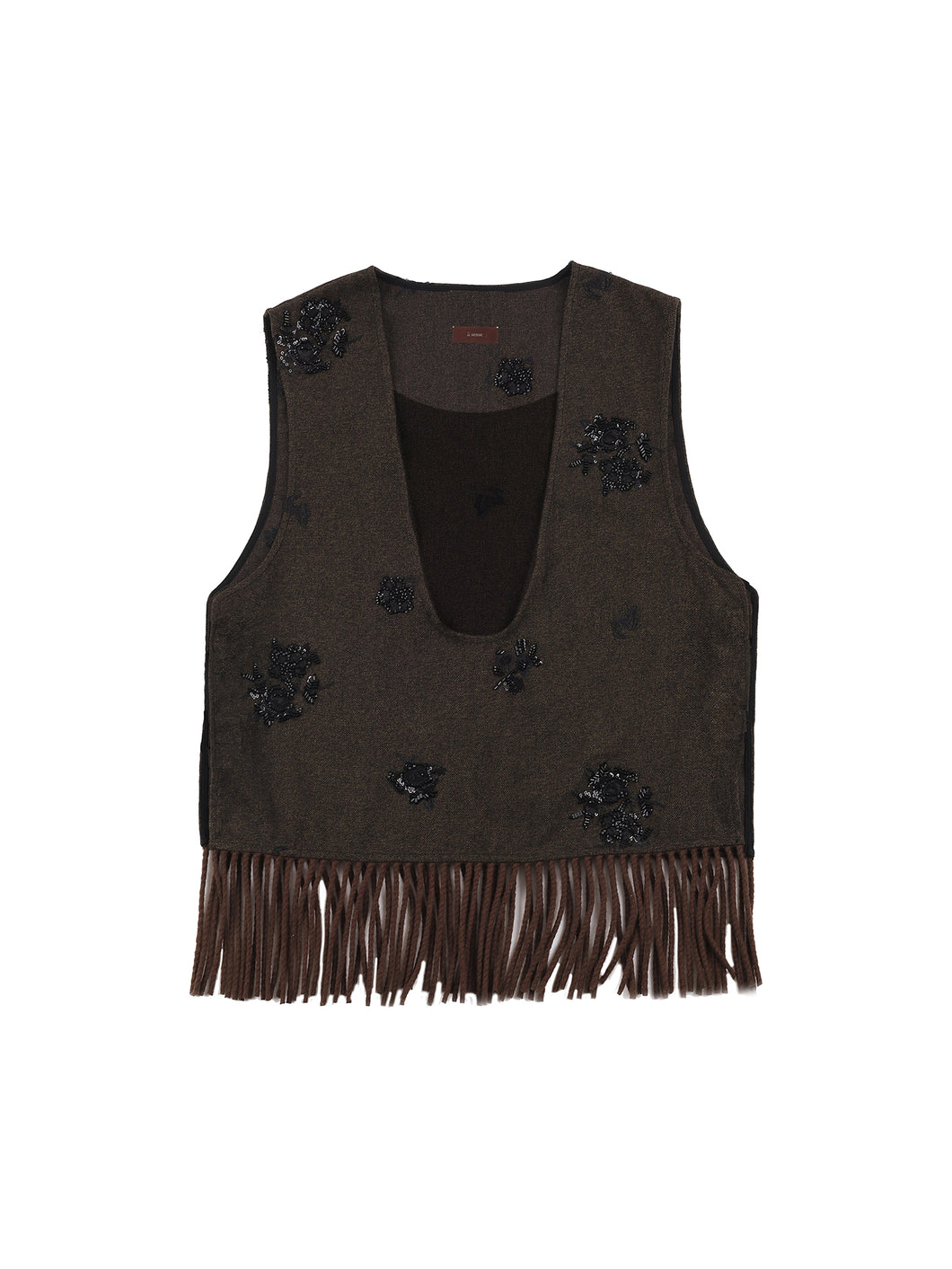 Umber Embroidery Fringe Vest