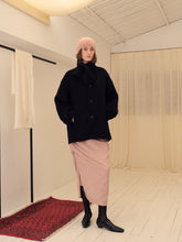将图片加载到图库查看器，Black Wool Knot Collar Coat
