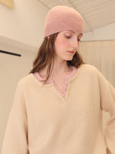 将图片加载到图库查看器，Almond Cashmere Layered Collar Sweater

