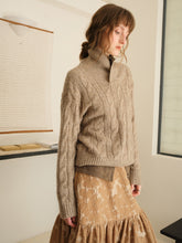 画像をギャラリービューアに読み込む, Oat Cashmere Wide-collar Sweater
