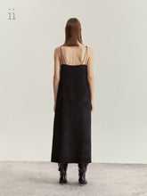 Load image into Gallery viewer, Charcoal Wool Geometry Slip Dress
