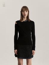 Load image into Gallery viewer, Black Wrap Knit Top
