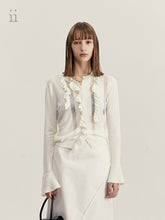 Load image into Gallery viewer, Ivory Ruffle Cardigan
