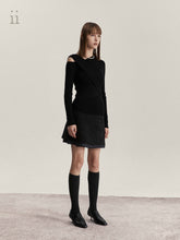 Load image into Gallery viewer, Black Wrap Knit Top
