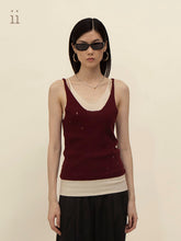 Load image into Gallery viewer, Rice Paper / Black Tea Layerd Tank Top
