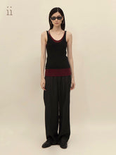 Load image into Gallery viewer, Black/Black Tea Layerd Tank Top
