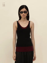 Load image into Gallery viewer, Black/Black Tea Layerd Tank Top
