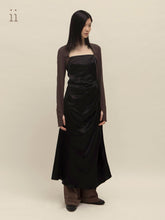 Load image into Gallery viewer, Dark Wood Shoulder Panel Pleat Dress
