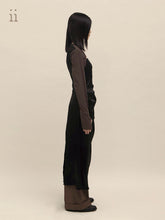 Load image into Gallery viewer, Dark Wood Shoulder Panel Pleat Dress
