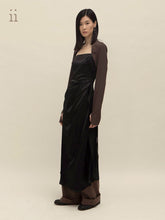 Load image into Gallery viewer, Dark Wood Shoulder Panel Pleat Dress
