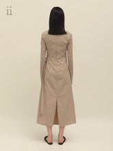 Load image into Gallery viewer, Khaki Shoulder Panel Pleat Dress
