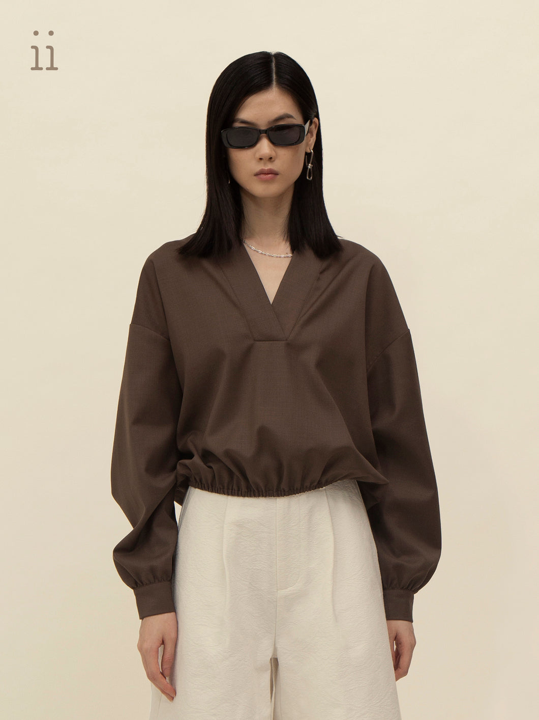 Umber Stand Collar Top